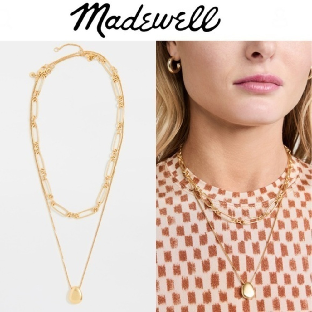 Madewell Muse Pendant Necklace Set in Gold 48$ - Picture 1 of 5